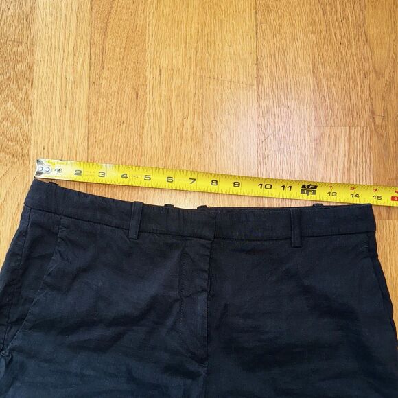 Theory Hartsdale NP Crunch Wash Linen Blend Straight Leg Ankle Pants Black Sz 4 - Picture 5 of 16